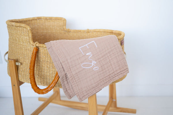 Taupe Organic Cotton Muslin Baby Blanket
