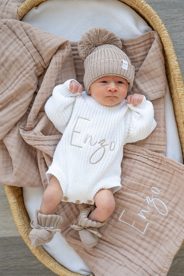 Taupe Organic Cotton Muslin Baby Blanket