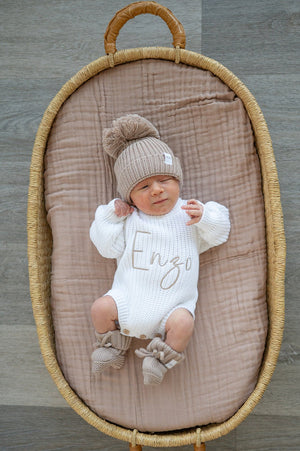 Taupe Organic Cotton Muslin Baby Blanket