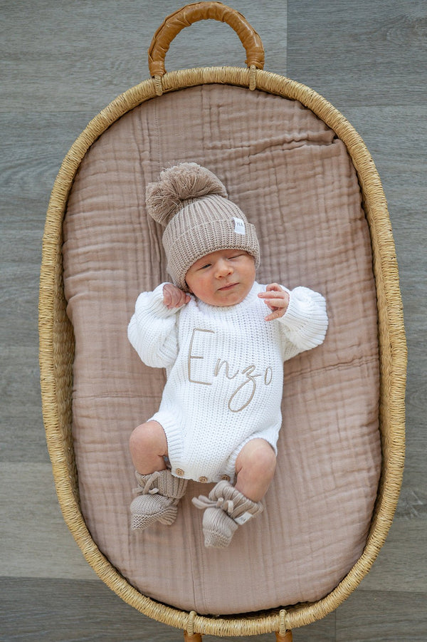 Taupe Organic Cotton Muslin Baby Blanket
