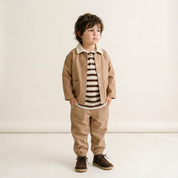 Organic Twill Joggers Pants - Taupe