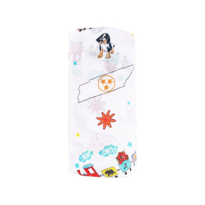 Gift Set: Tennessee Baby Muslin Swaddle Blanket and Burp Cloth/Bib Combo Newborn Essentials for Feeding and Comfort