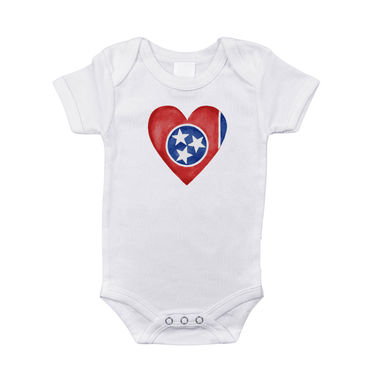 Tennessee Heart Baby Onesie - Cute short sleeve bodysuit for infants, perfect for showcasing state pride.