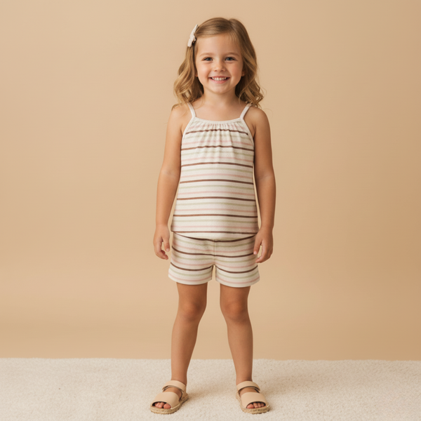 Organic Tank Top & Shorts Set - Terra Stripes