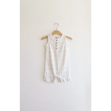 Super Soft Organic Cotton Henley Romper for Babies with Floral Print