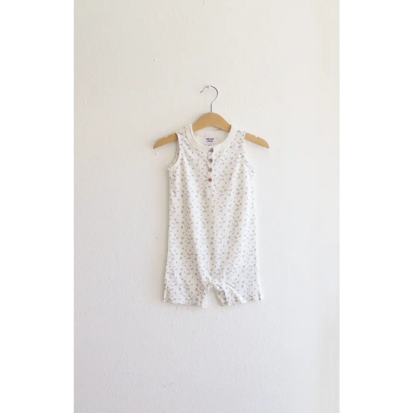 Super Soft Organic Cotton Henley Romper for Babies with Floral Print