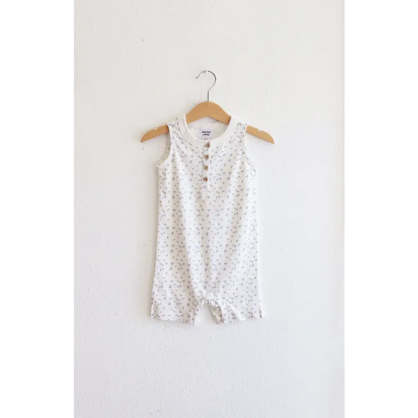 Super Soft Organic Cotton Henley Romper for Babies with Floral Print
