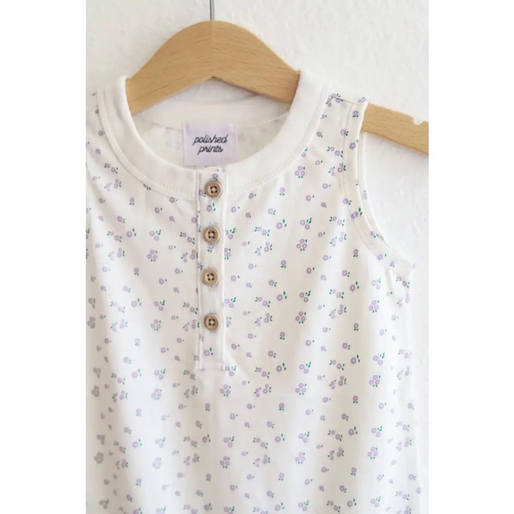 Super Soft Organic Cotton Henley Romper for Babies with Floral Print