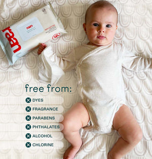 The Only Unbleached 100% Cotton Baby Wipe for Sensitive Skin, 60ct per pack