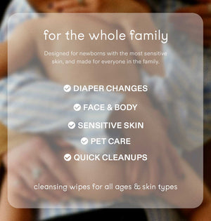 The Only Unbleached 100% Cotton Baby Wipe for Sensitive Skin, 60ct per pack