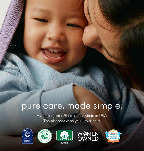 The Only Unbleached 100% Cotton Baby Wipe for Sensitive Skin, 60ct per pack