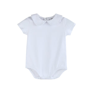 Short sleeve baby onesie in soft fabric, perfect for comfort and style. The Perfect Onesie for your little one.