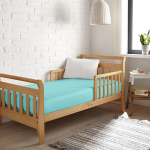 Cooling bamboo crib fitted sheet at a 26-degree angle, perfect for a comfortable baby's sleep.