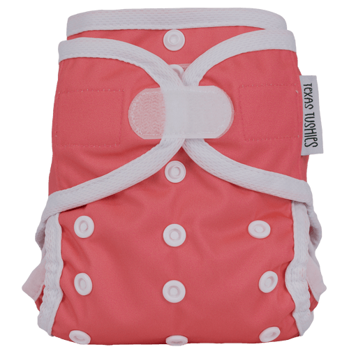 Tiny Tushies newborn hook & loop covers in angle 46 view, perfect cloth diapers for your baby's comfort and care.