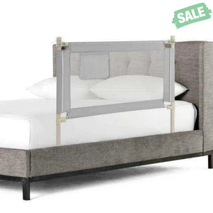 Toddler Bedrail with Side Pocket and 24 Adjustable Heights-Gray Bed Rails
