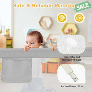 Toddler Bedrail with Side Pocket and 24 Adjustable Heights-Gray Bed Rails