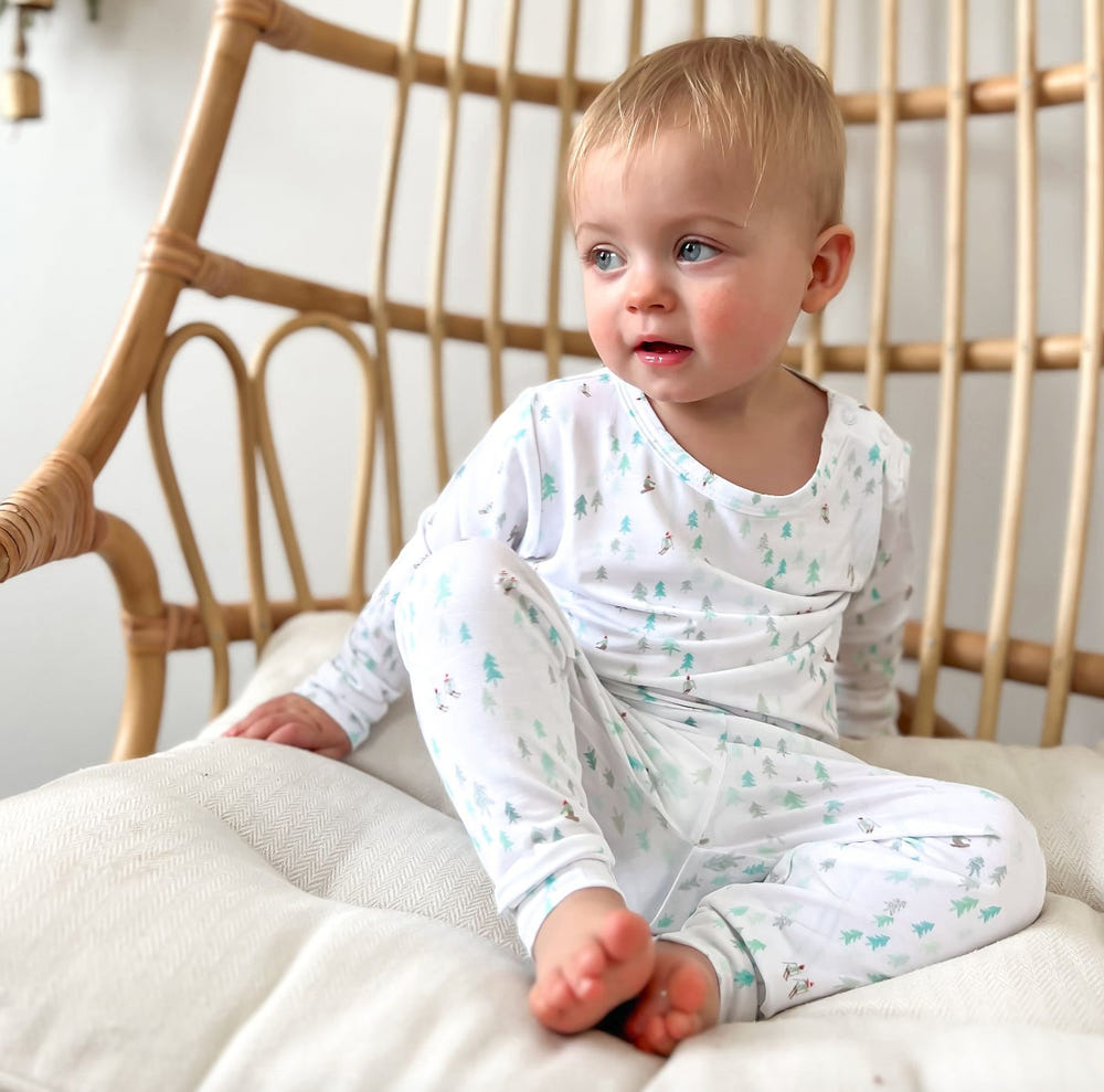 Toddler Pajama Set in Bunny Slopes design, perfect for cozy sleep and play.