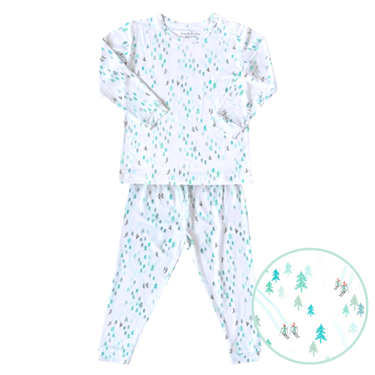 Toddler Pajama Set in Bunny Slopes design, perfect for cozy sleep and play.