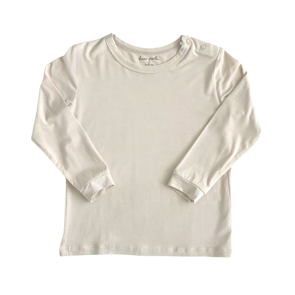 Toddler pajama set in oat color, perfect for cozy sleep and play. Ideal clothing for little ones.