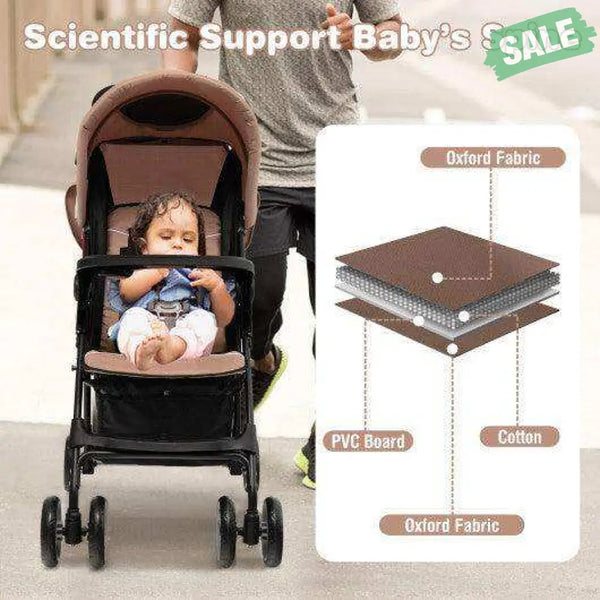 Toddler Travel Stroller for Airplane with Canopy and Adjustable Backrest-Black Black Baby Strollers