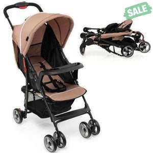 Toddler Travel Stroller for Airplane with Canopy and Adjustable Backrest-Black Black Baby Strollers