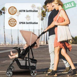 Toddler Travel Stroller for Airplane with Canopy and Adjustable Backrest-Black Black Baby Strollers