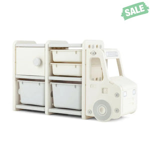 Toddler Truck Storage Organizer with Plastic Bins-Gray Kids Storage