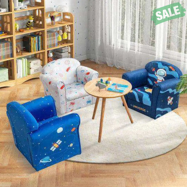 Toddler Upholstered Armchair with Solid Wooden Frame and High-density Sponge Filling-Multicolor Kids Chairs & Seating