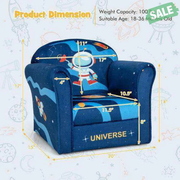 Toddler Upholstered Armchair with Solid Wooden Frame and High-density Sponge Filling-Multicolor Kids Chairs & Seating