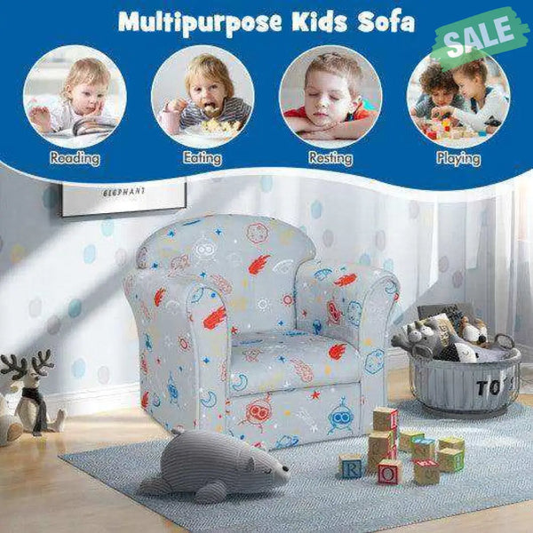 Toddler Upholstered Armchair with Solid Wooden Frame and High-density Sponge Filling-Multicolor Kids Chairs & Seating