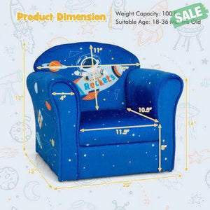Toddler Upholstered Armchair with Solid Wooden Frame and High-density Sponge Filling-Multicolor Kids Chairs & Seating