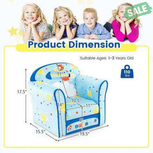 Toddlers Sofa Chair with Velvet Fabric Cover High Density Sponge Filling Blue Kids Chairs & Seating