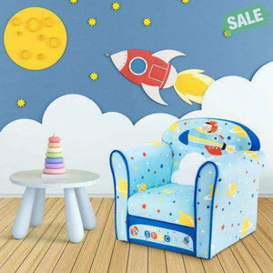 Toddlers Sofa Chair with Velvet Fabric Cover High Density Sponge Filling Blue Kids Chairs & Seating