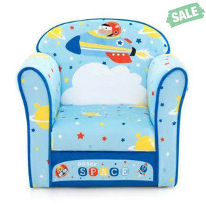 Toddlers Sofa Chair with Velvet Fabric Cover High Density Sponge Filling Blue Kids Chairs & Seating
