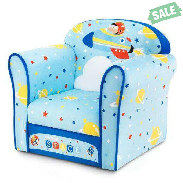 Toddlers Sofa Chair with Velvet Fabric Cover High Density Sponge Filling Blue Kids Chairs & Seating