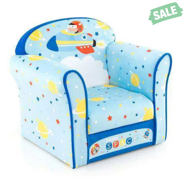 Toddlers Sofa Chair with Velvet Fabric Cover High Density Sponge Filling Blue Kids Chairs & Seating