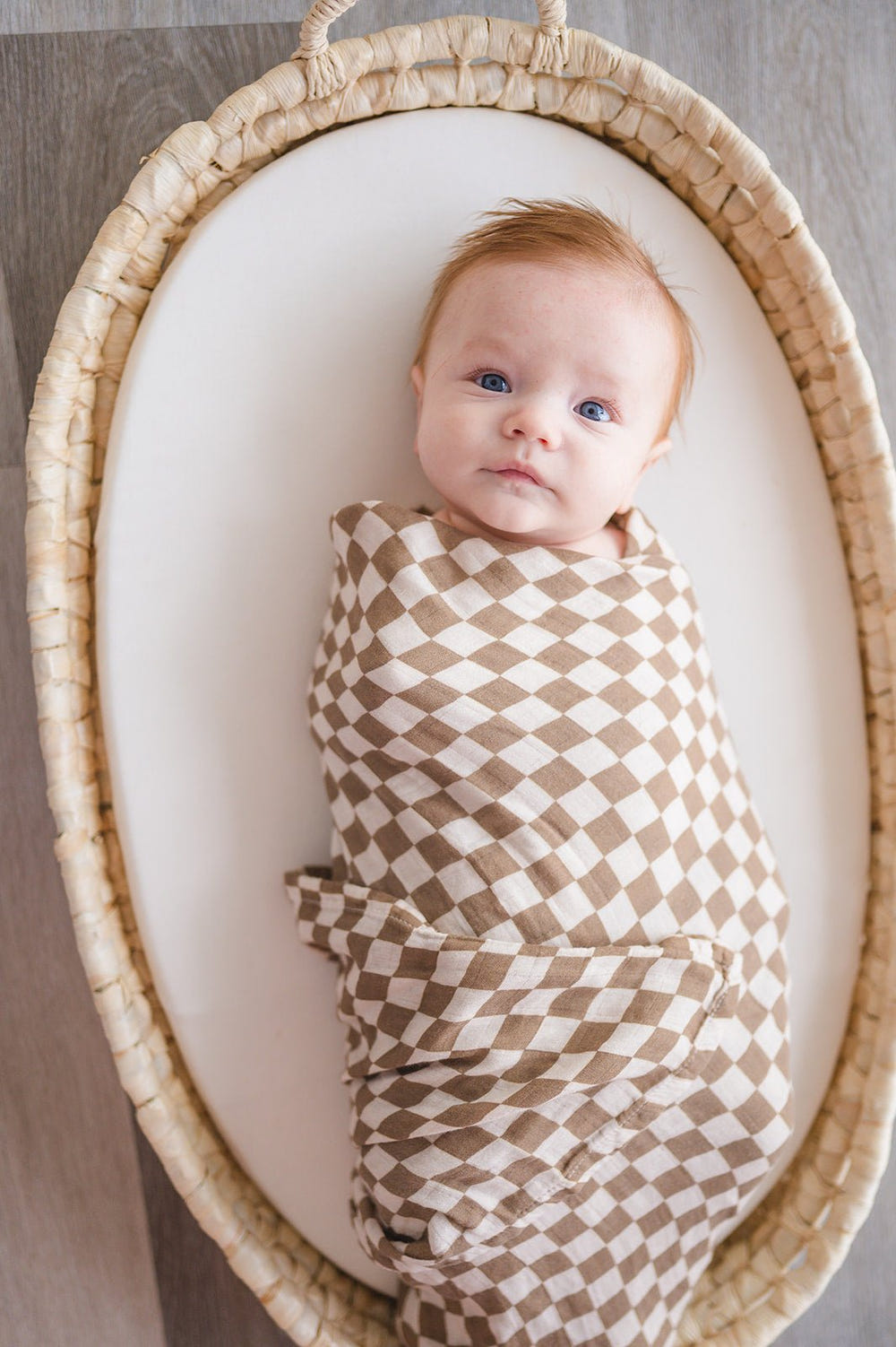 Organic Muslin Swaddle Blanket - Toffee Checkered