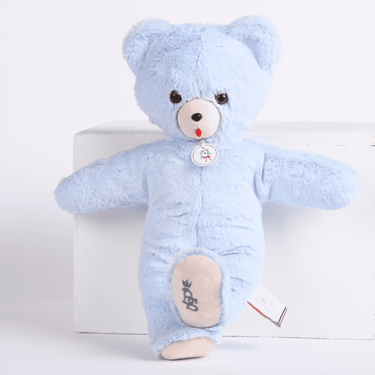 TOINOU | Blue Plush Bear Toy (33cm) - Made in France - MOOGCO Baby
