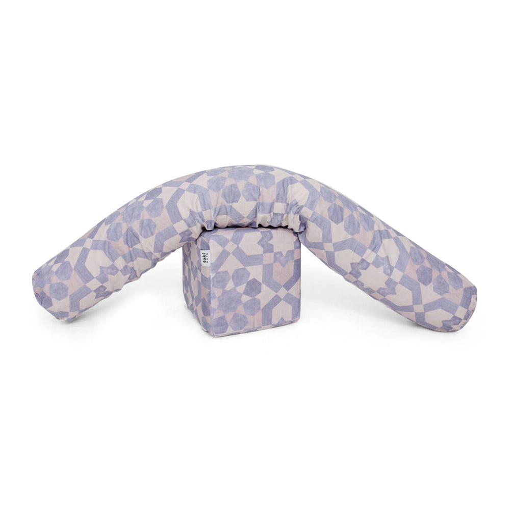 Blue Tile Support Pillow for nursing, providing comfort and support for mothers and babies during feeding sessions.