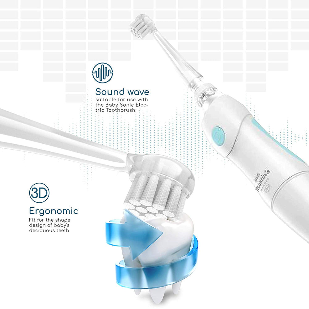 Little Martin's Baby Electric Toothbrush Replacement Heads 4-Pack for effective oral care in infants and toddlers.