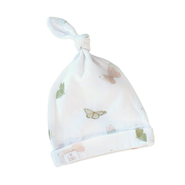 Top Knot Hat featuring a butterfly design, perfect for stylish baby outfits.