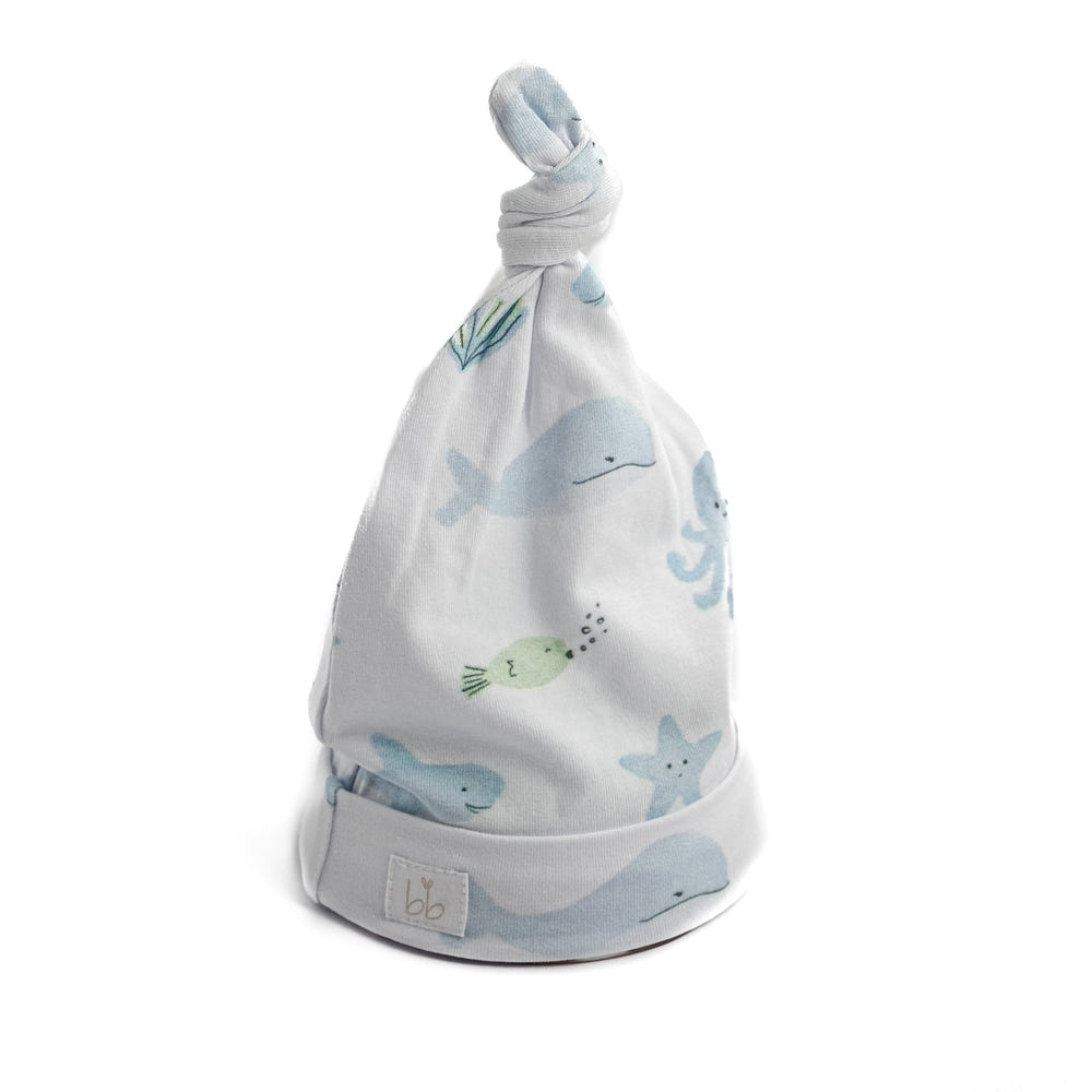 Top Knot Hat - Under the Sea for babies, featuring a playful ocean-themed design. Perfect for stylish little ones!
