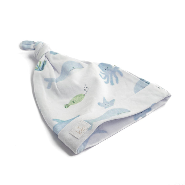 Top Knot Hat - Under the Sea for babies, featuring a playful ocean-themed design. Perfect for stylish little ones!