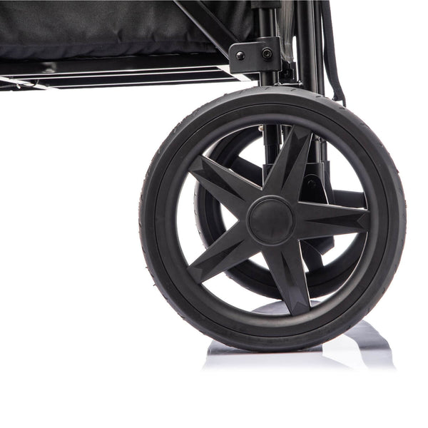 ToyRides Elite Wagon Stroller W/ Removable 4-Seater, Extra-Thick Support Bar & Higher 212 Load Capacity, Black