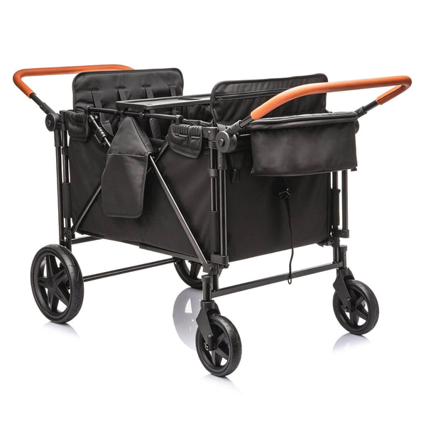 ToyRides Elite Wagon Stroller W/ Removable 4-Seater, Extra-Thick Support Bar & Higher 212 Load Capacity, Black