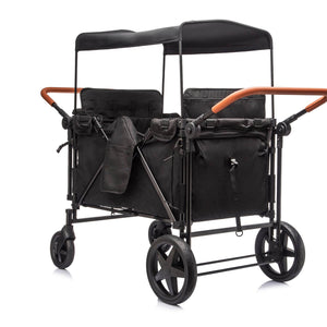 ToyRides Elite Wagon Stroller W/ Removable 4-Seater, Extra-Thick Support Bar & Higher 212 Load Capacity, Black