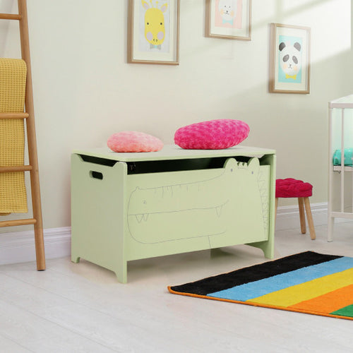 Wooden Kids Toy Box with Safety Hinge - Multi-Tier for Kids Playroom & Nursery