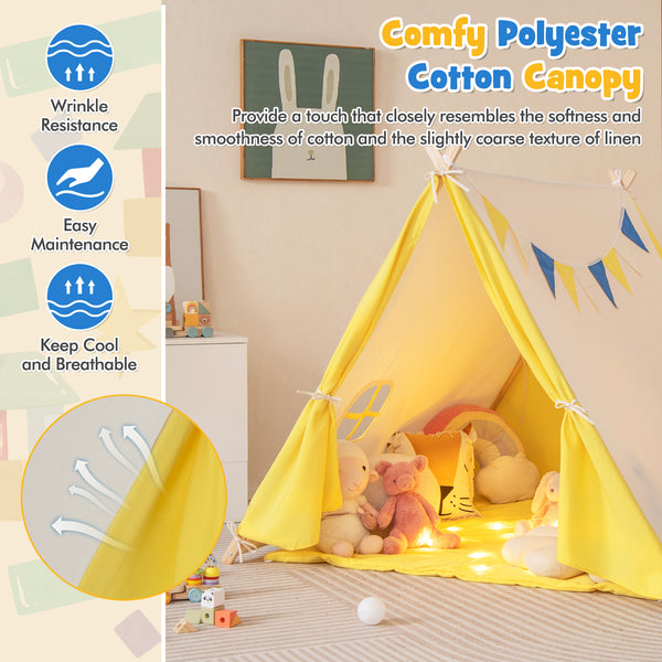 Kids Play Tent with Solid Wood Frame Holiday Birthday Gift & Toy for Boys & Girls