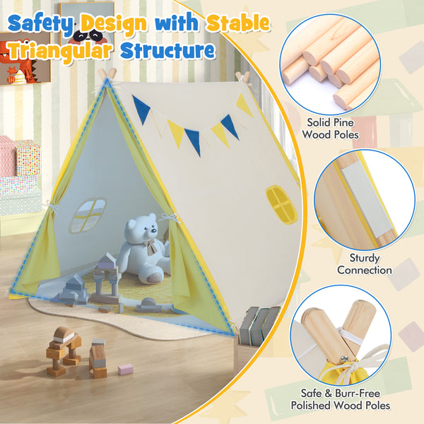 Kids Play Tent with Solid Wood Frame Holiday Birthday Gift & Toy for Boys & Girls