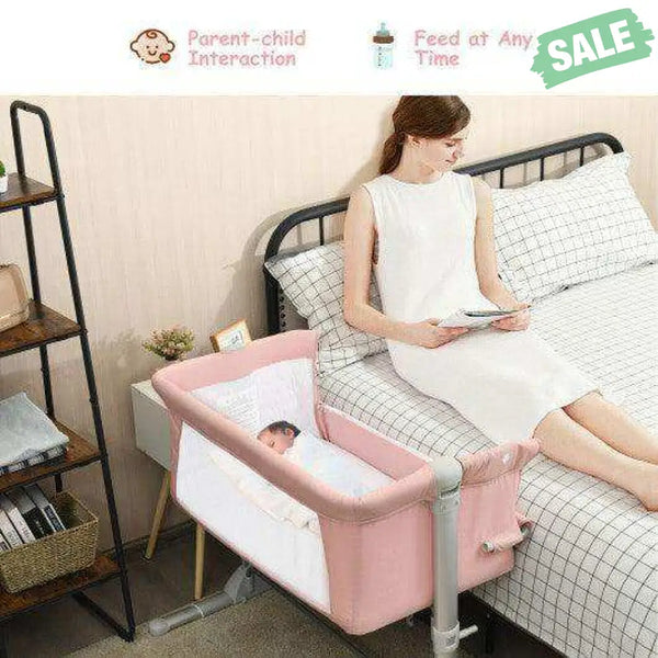 Travel Portable Baby Bed Side Sleeper Bassinet Crib with Carrying Bag-Gray Gray Bassinets & Bedside Sleepers